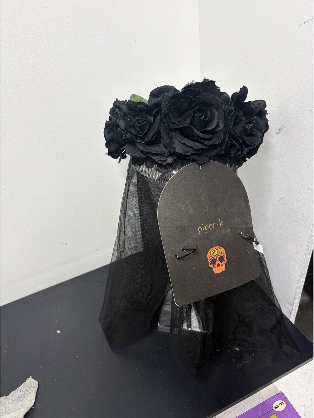 Halloween Black Veil & Roses Headpiece (New With Tags)